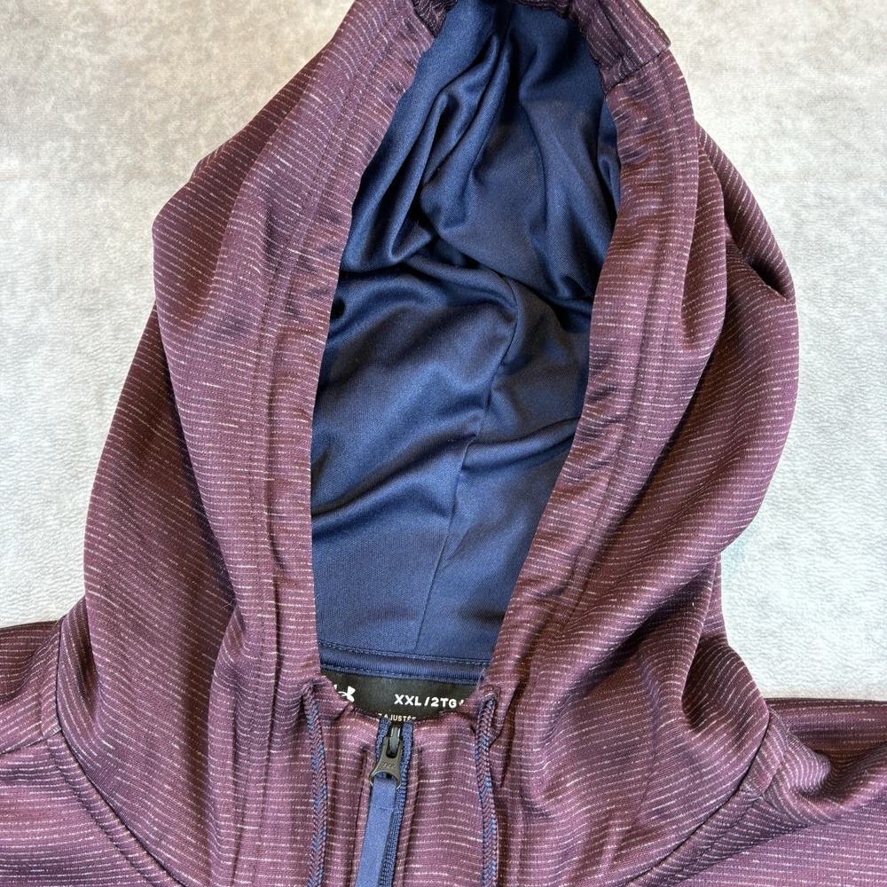 Under Armour Hoodie Mens 2XL Purple Burgundy Long Sleeve 1/4 Zip Pullover - Picture 3 of 10